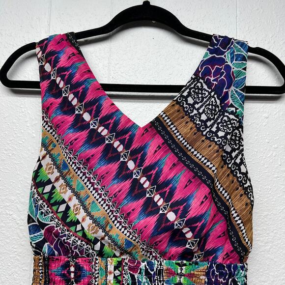 Rabbit Vintage Handkerchief Dress Womens 6 Empire Smocked Waist Artsy Festival - Picture 9 of 15